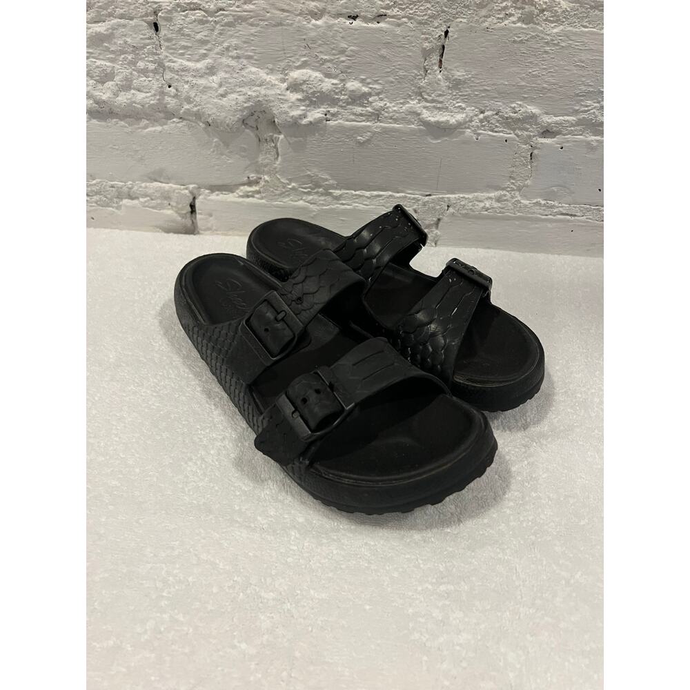 Skechers Women's Black Double Strap Slide Sandals - Picture 5 of 10